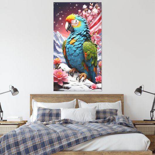 Celestial Fusion: Kristal Bloemen Canvas Kunst (Insitu (Slaapkamer))