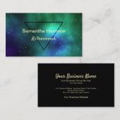 Celestial galaxy Astrology Green Triangle Chic Visitekaartje (Voorkant / Achterkant)