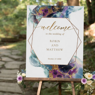 Celestial, Galaxy Blue Blauwgroen Paars welkomstte Poster