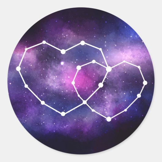 Celestial Galaxy bruiloft harten sterrenbeeld Ronde Sticker (Voorkant)