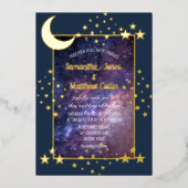 Celestial Galaxy Cosmos Moon Sky Gold Folie Weddin Folie Uitnodiging (Voorkant)