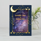Celestial Galaxy Cosmos Moon Sky Gold Folie Weddin Folie Uitnodiging (Staand Voorkant)