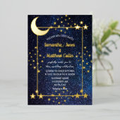 Celestial Galaxy Cosmos Moon Sky Gold Folie Weddin Uitnodiging (Staand Voorkant)