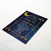 Celestial Galaxy Cosmos Moon Sky Gold Folie Weddin Uitnodiging (Gedraaid)