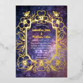 Celestial Galaxy Cosmos Night Gold Folie Wedding Uitnodiging (Voorkant)