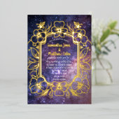 Celestial Galaxy Cosmos Night Gold Folie Wedding Uitnodiging (Staand Voorkant)