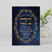 Celestial Galaxy Cosmos Sky Gold Folie Wedding Uitnodiging (Staand Voorkant)