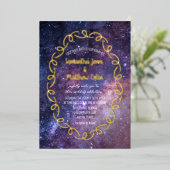Celestial Galaxy Cosmos Sky Gold Folie Wedding Uitnodiging (Staand Voorkant)