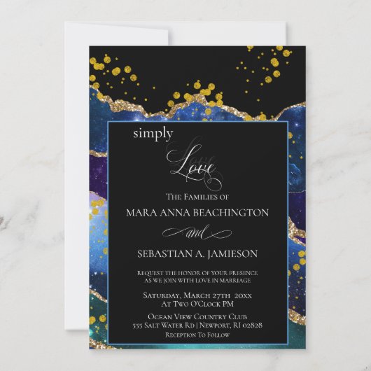 ** Celestial Galaxy Cosmos Space Nebula Wedding Kaart (Achterkant)