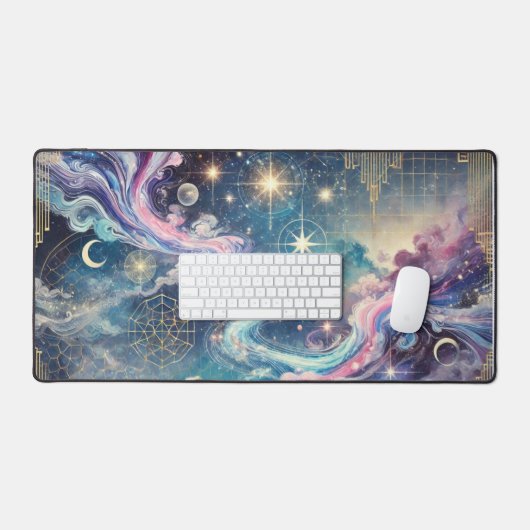 Celestial Galaxy Desk Mat met geometrische accente (Keyboard & Muis)