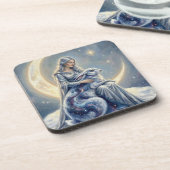 Celestial Galaxy Hare Moon Goddess Fantasy Art Bier Onderzetter (Linkerzijde)