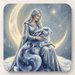 Celestial Galaxy Hare Moon Goddess Fantasy Art Bier Onderzetter