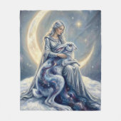 Celestial Galaxy Hare Moon Goddess Fantasy Art Fleece Deken (Voorkant)