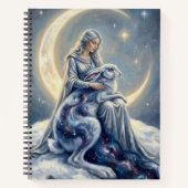 Celestial Galaxy Hare Moon Goddess Fantasy Art Notitieboek (Voorkant)