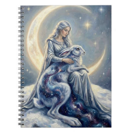 Celestial Galaxy Hare Moon Goddess Fantasy Art Notitieboek