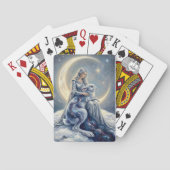 Celestial Galaxy Hare Moon Goddess Fantasy Art Pokerkaarten (Achterkant)