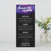 Celestial Galaxy Hearts Sterren Bruiloft Diner Men Menu (Staand voorkant)