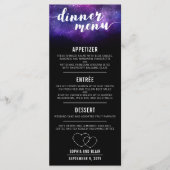Celestial Galaxy Hearts Sterren Bruiloft Diner Men Menu (Voorkant)