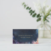 Celestial Galaxy Midnight Navy Blue Modern Chic Visitekaartje (Staand voorkant)