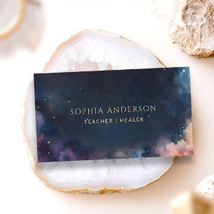 Celestial Galaxy Midnight Navy Blue Modern Chic Visitekaartje