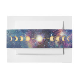 Celestial Galaxy Moon Phase Belly Band Uitnodigingen Wikkel