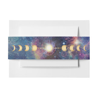 Celestial Galaxy Moon Phase Belly Band Uitnodigingen Wikkel