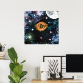 Celestial Galaxy Nebula Planet Hubble Foto Poster (Thuiskantoor)