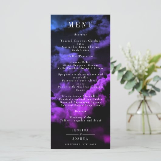 Celestial Galaxy Nebula Trouwdiner Menu (Staand voorkant)