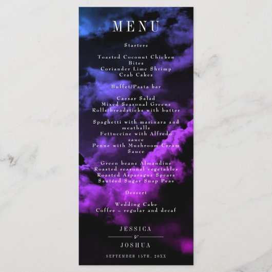 Celestial Galaxy Nebula Trouwdiner Menu (Voorkant)
