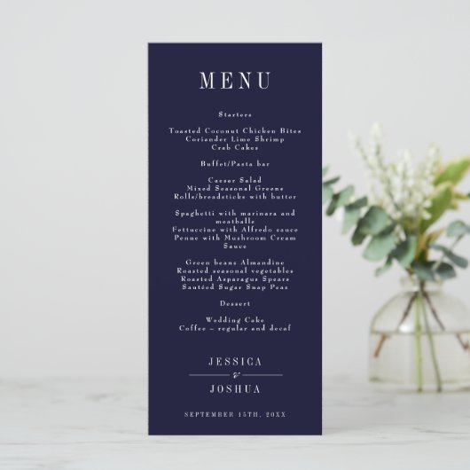 Celestial Galaxy Night Sky Navy Blauw diner Menu (Staand voorkant)