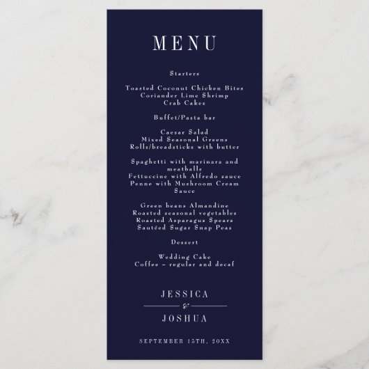 Celestial Galaxy Night Sky Navy Blauw diner Menu (Voorkant)