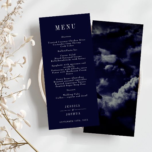 Celestial Galaxy Night Sky Navy Blauw diner Menu