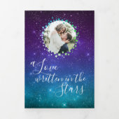 Celestial Galaxy Night Sky Stars Foto Weddenschap Drieluik Uitnodiging (Cover)