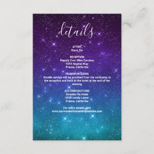 Celestial Galaxy Night Sky Stars Wedding Details Informatiekaartje