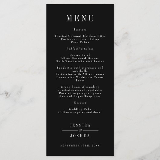 Celestial Galaxy Night Sky Zwart Huwelijksdiner Menu (Voorkant)