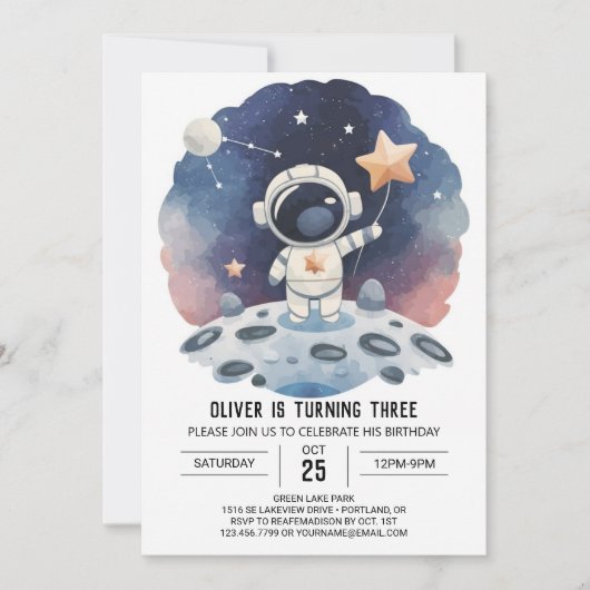 Celestial Galaxy Online Astronaut Jongen Verjaarda Kaart (Voorkant)
