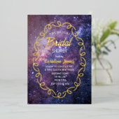 Celestial Galaxy Sky Lijst Gold Foil Vrijgezellenf Folie Uitnodiging (Staand Voorkant)