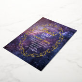 Celestial Galaxy Sky Lijst Gold Foil Vrijgezellenf Folie Uitnodiging (Gedraaid)