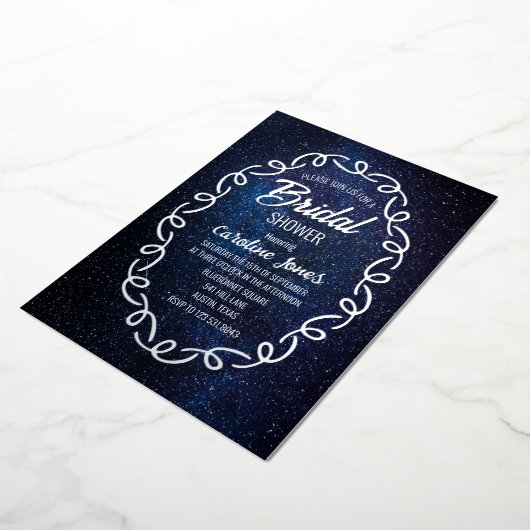 Celestial Galaxy Sky Lijst Gold Foil Vrijgezellenf Folie Uitnodiging (Gedraaid)