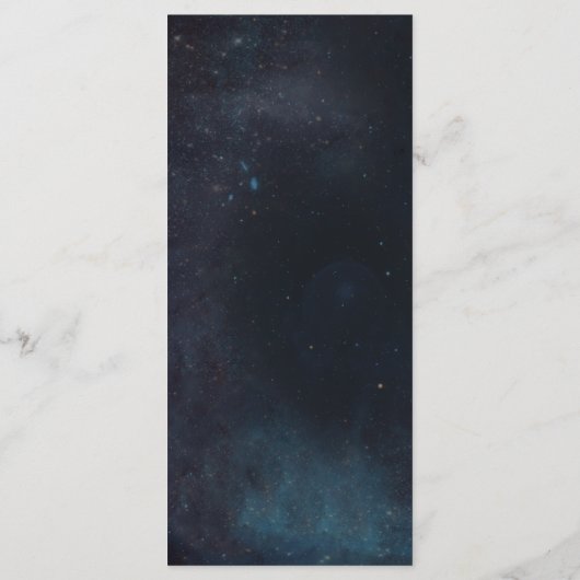 Celestial Galaxy Starry Night Moody Blue Wedding Menu (Achterkant)