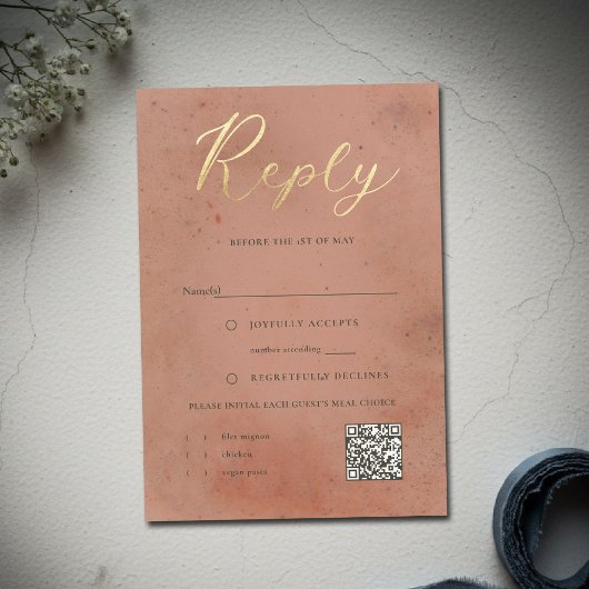 Celestial Galaxy Stars Blush Pink Glow Wedding QR RSVP Kaartje