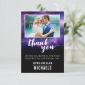 Celestial Galaxy Stars bruiloft dank u foto Bedankkaart (Staand voorkant)