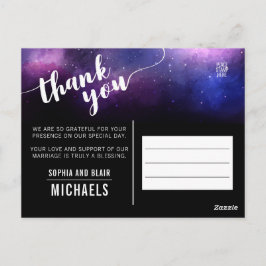 Celestial Galaxy Stars bruiloft dank u foto Briefkaart