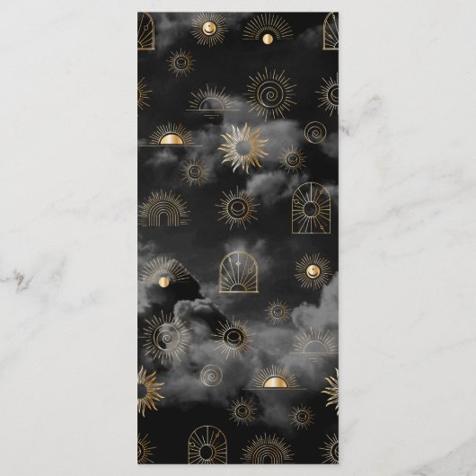 Celestial Galaxy Sun Crescent Moon Black Boho Menu (Achterkant)