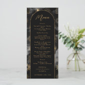 Celestial Galaxy Sun Crescent Moon Black Boho Menu (Staand voorkant)