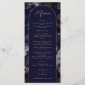 Celestial Galaxy Sun Crescent Moon Navy Boho Menu (Voorkant)