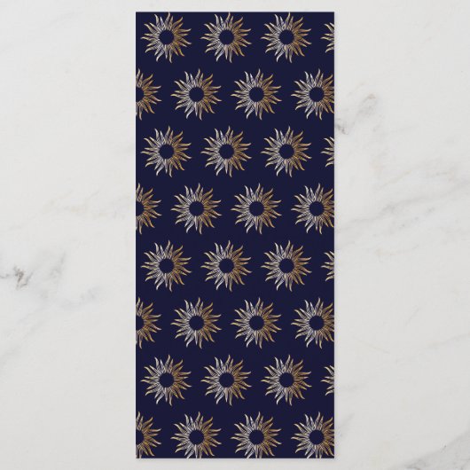 Celestial Galaxy Sun Gouden Marine Blauw Menu (Achterkant)