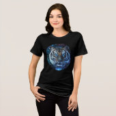 Celestial Galaxy Tiger Art Print Tri-Blend Shirt (Voorkant volledig)
