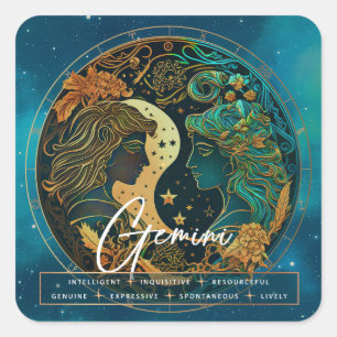 Celestial Galaxy Tweeling Fantasy Star Zodiac Vierkante Sticker