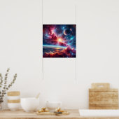 Celestial Galaxy: Vibrant Nebulae & Distant Worlds Poster (Keuken)